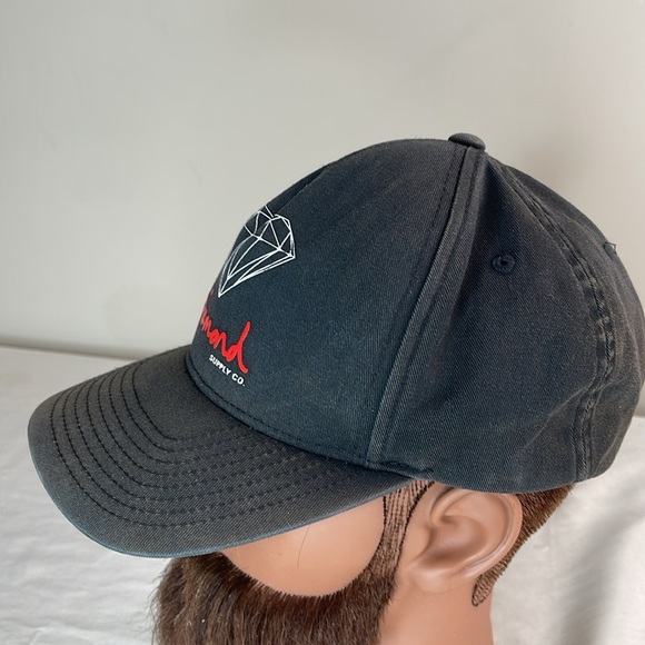 Diamond Supply Co. Mens Retro Faded Worn In Look Logo SnapBack Cap Black OS - Picture 4 of 9